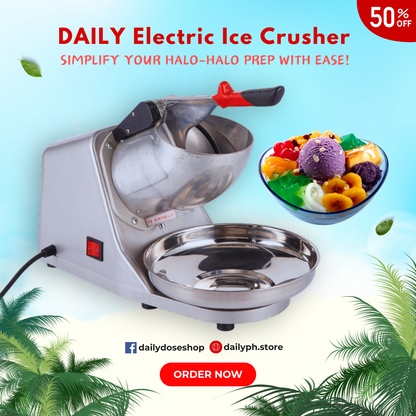 Electric Ice Crusher Heavy Duty Smashing Ice Machine For Halo Halo (Silver) 500W