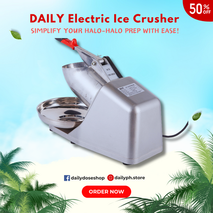 Electric Ice Crusher Heavy Duty Smashing Ice Machine For Halo Halo (Silver) 500W