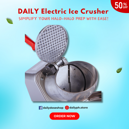 Electric Ice Crusher Heavy Duty Smashing Ice Machine For Halo Halo (Silver) 500W