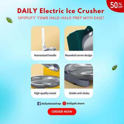 Electric Ice Crusher Heavy Duty Smashing Ice Machine For Halo Halo (Silver) 500W