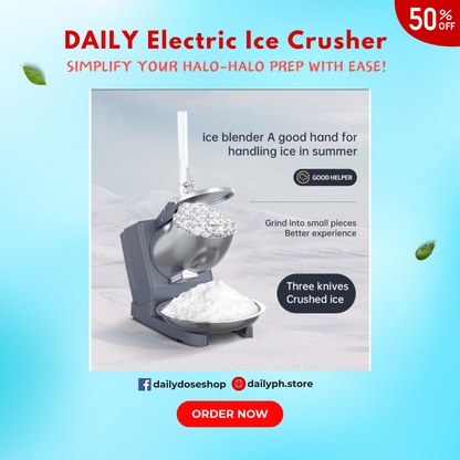 Electric Ice Crusher Heavy Duty Smashing Ice Machine For Halo Halo (Silver) 500W