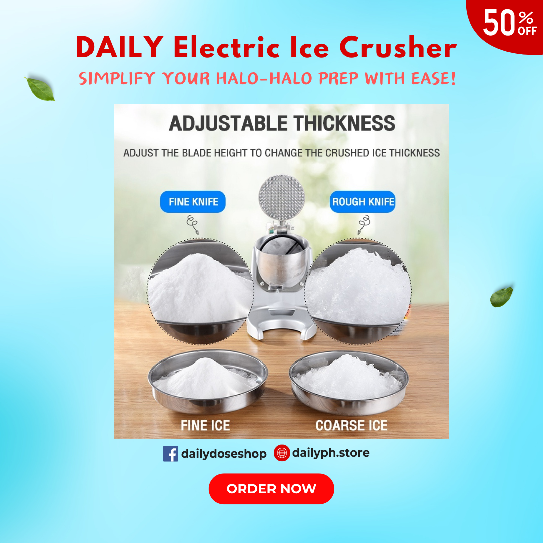 Electric Ice Crusher Heavy Duty Smashing Ice Machine For Halo Halo (Silver) 500W