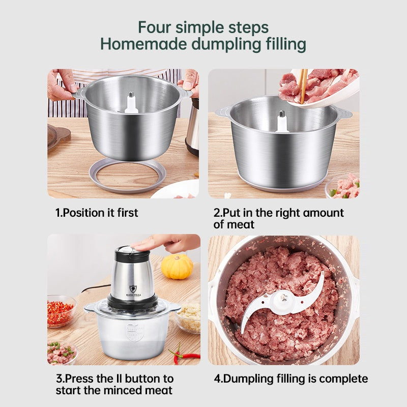 Electric Meat Grinder Stainless Steel Chopper and Blender